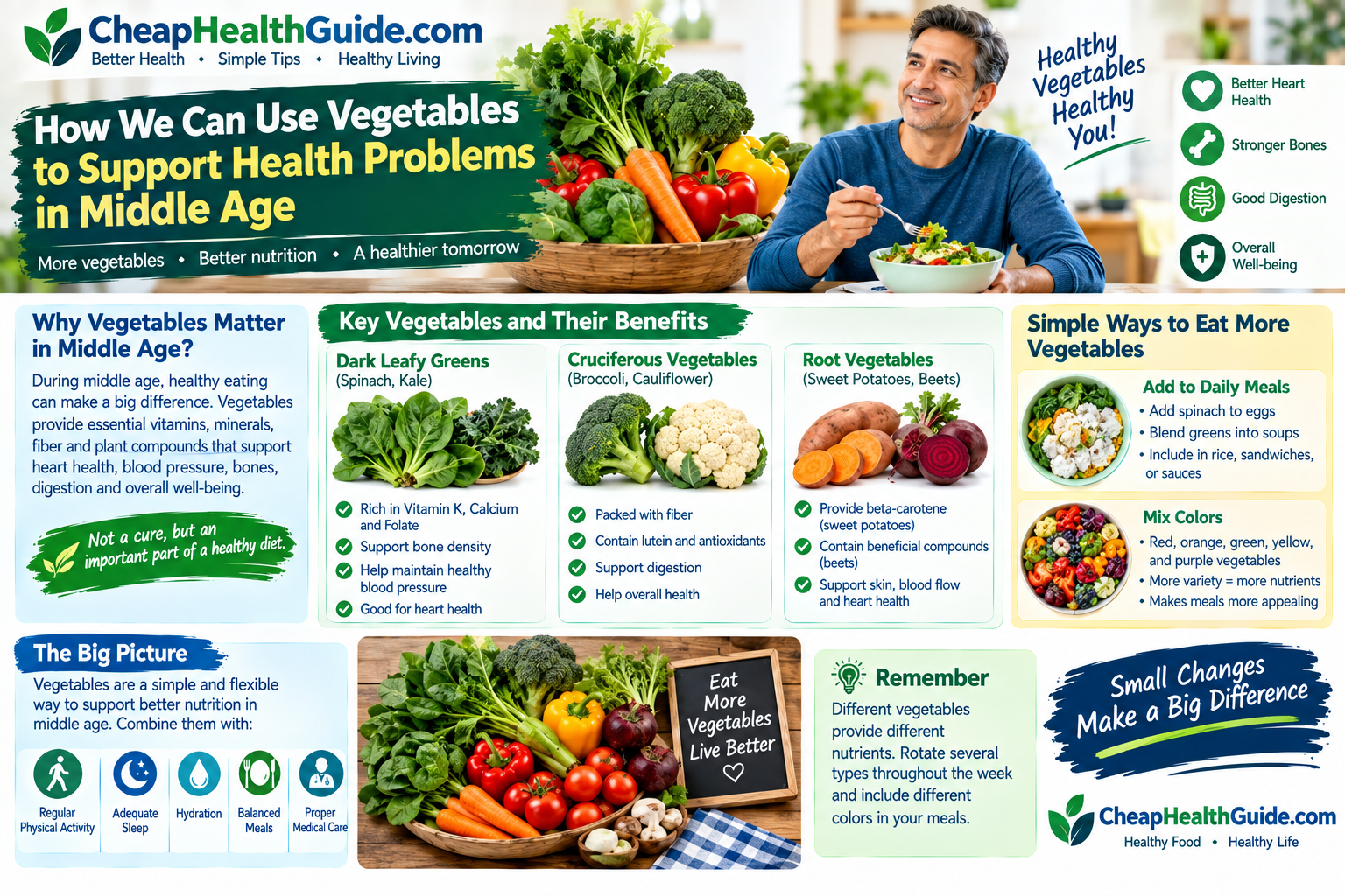 How We Can Use Vegetables to Support Health Problems in Middle Age
